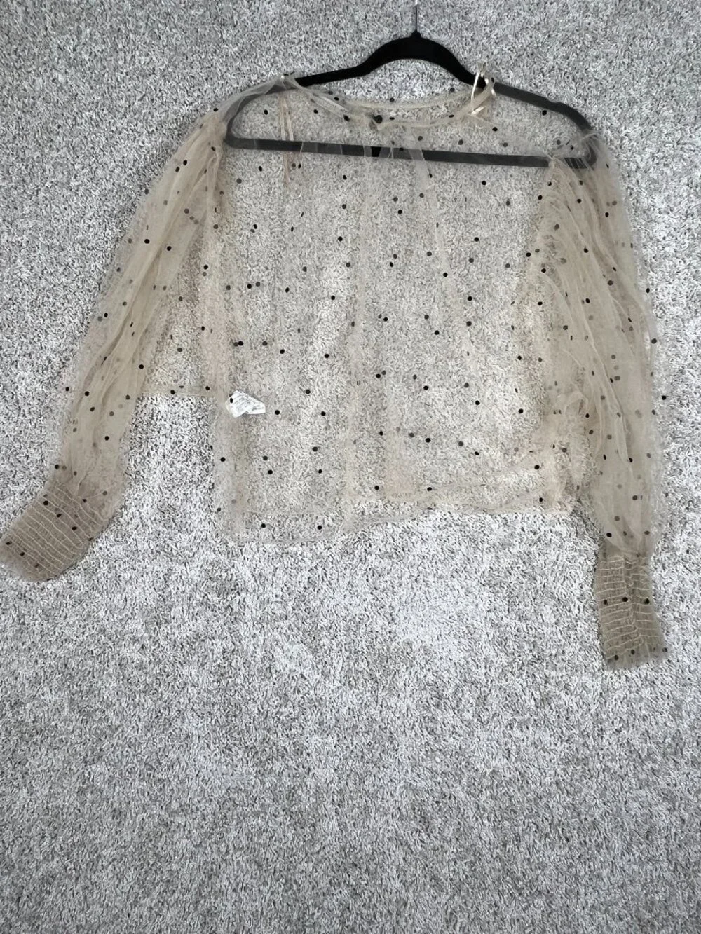 RARE Zara Sheer Polka Dot Mesh Top Emily In Paris Coquette Y2K Out Of Stock - Picture 6 of 9